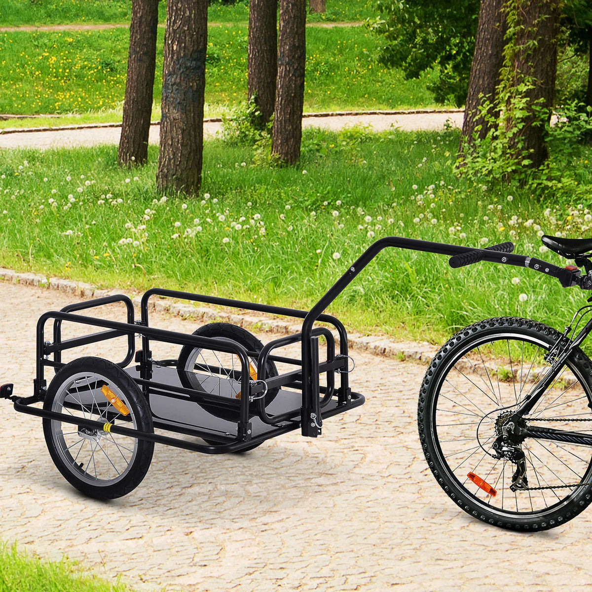 Dviračio krovininė priekaba sulankstoma iki 40 kg, juoda