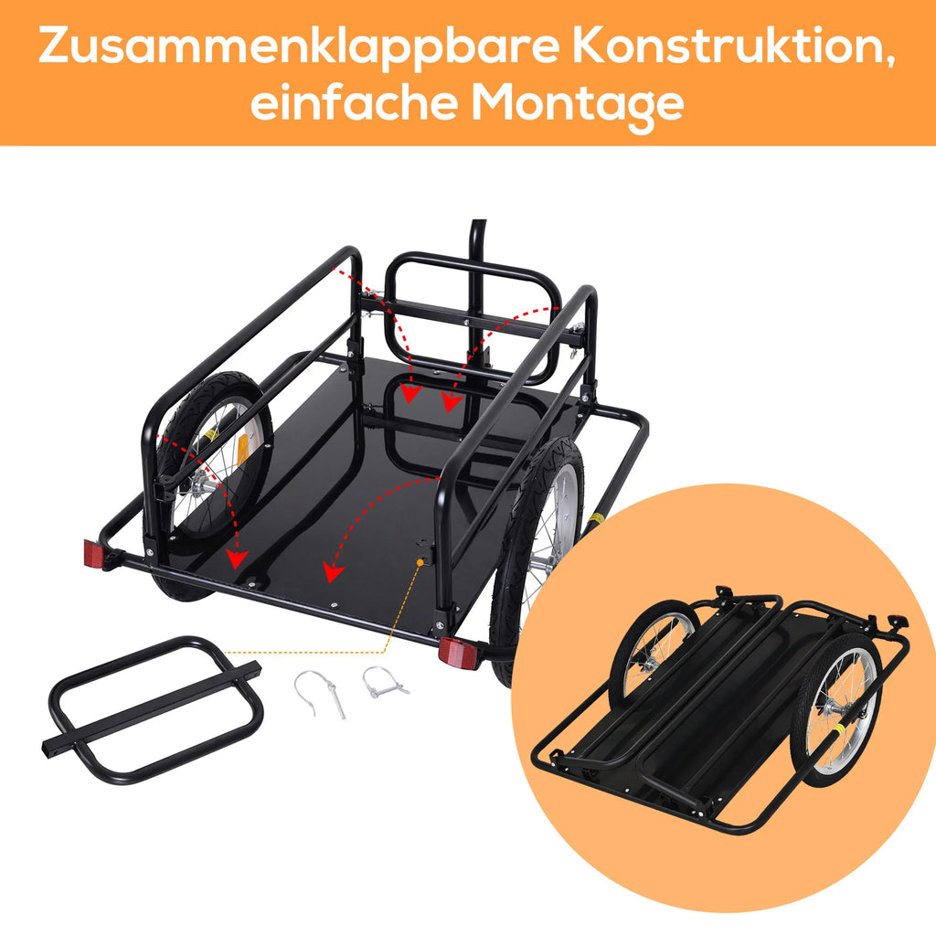 Dviračio krovininė priekaba sulankstoma iki 40 kg, juoda
