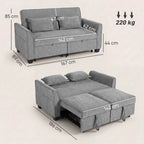 Dvivietė išskleidžiama sofa 4-in-1, pilka