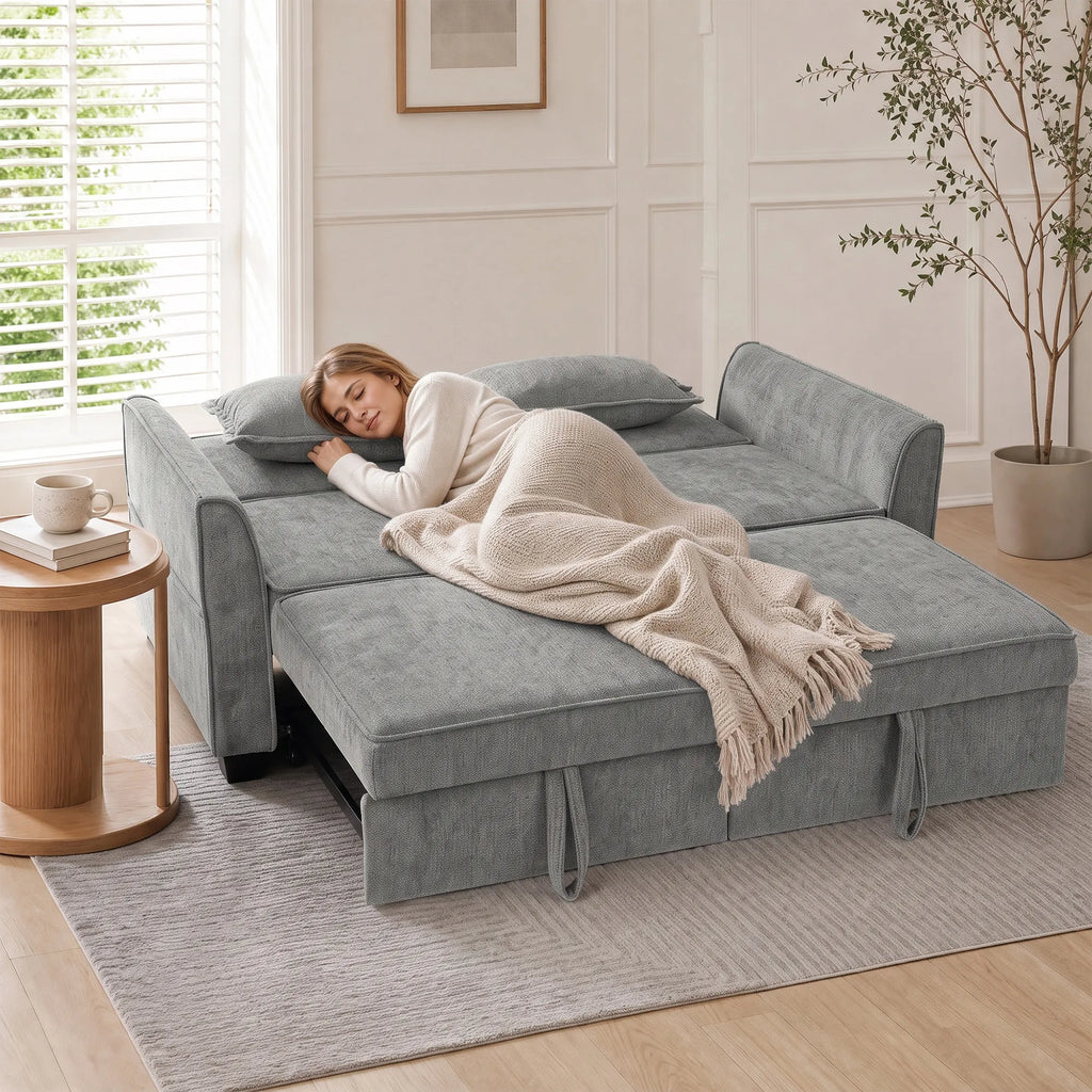 Dvivietė išskleidžiama sofa 4-in-1, pilka