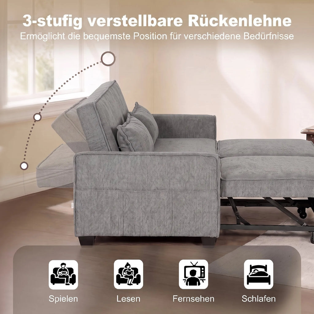 Dvivietė išskleidžiama sofa 4-in-1, pilka