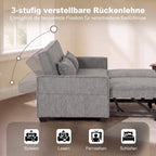 Dvivietė išskleidžiama sofa 4-in-1, pilka