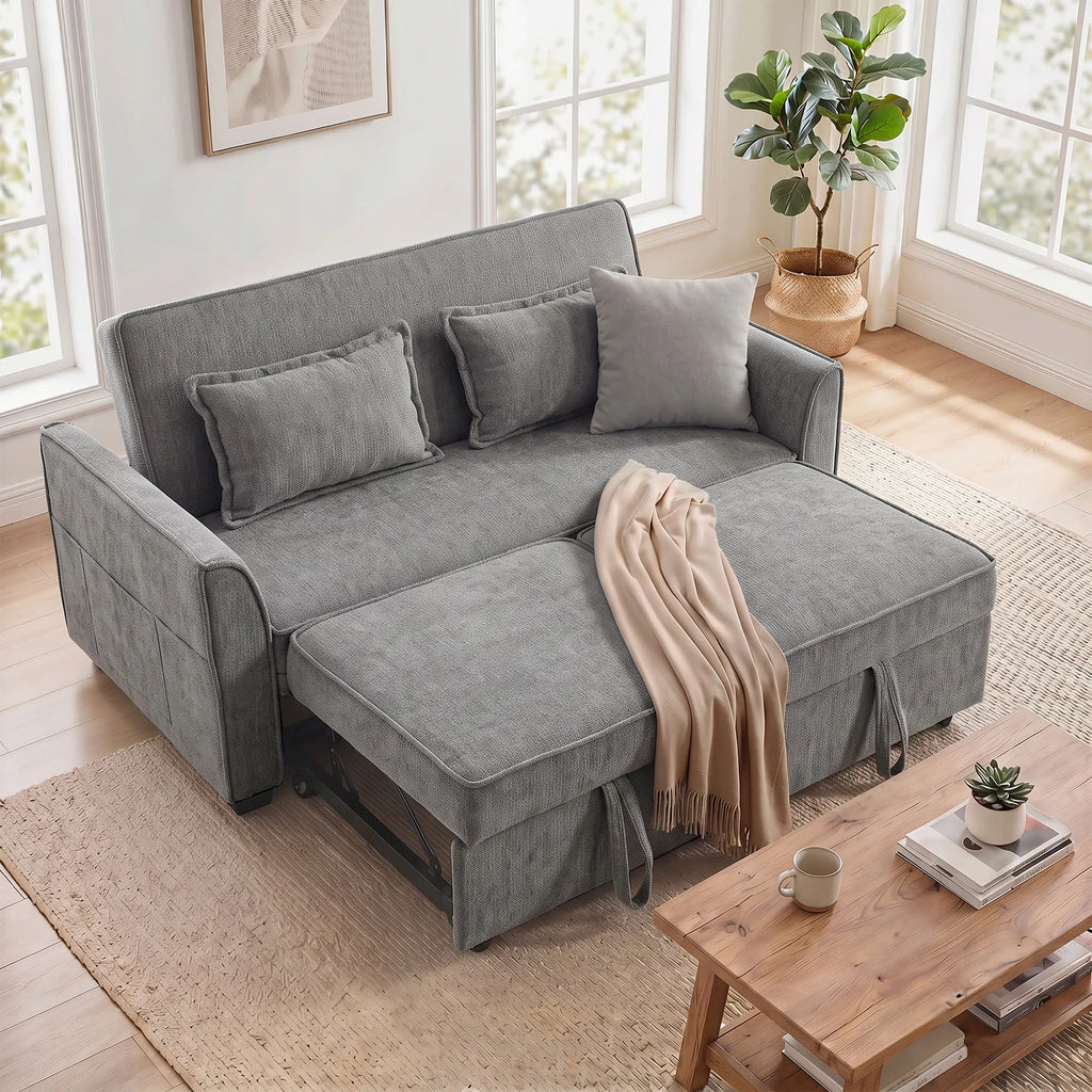 Dvivietė išskleidžiama sofa 4-in-1, pilka