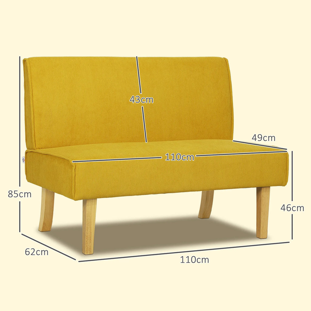 Dvivietė sofa, 110 cm, geltona