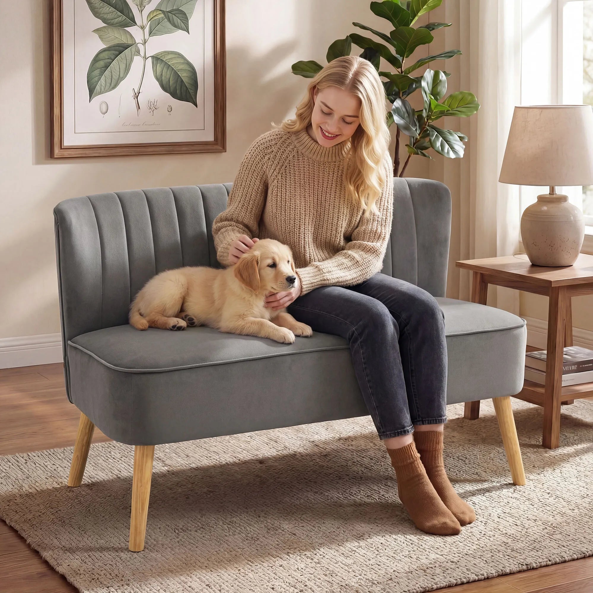 Dvivietė sofa, 117 cm, iki 220 kg, tamsiai pilka