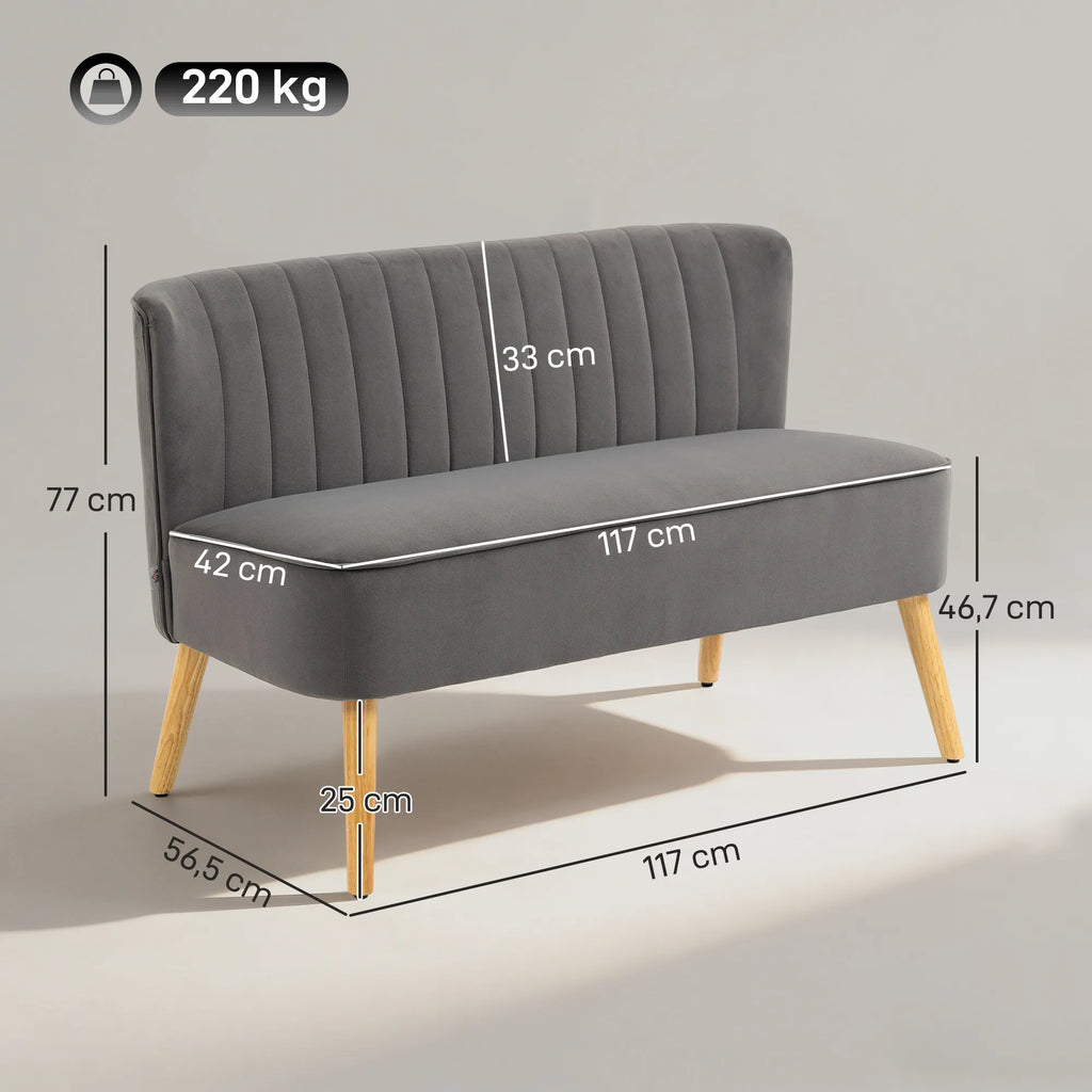 Dvivietė sofa, 117 cm, iki 220 kg, tamsiai pilka