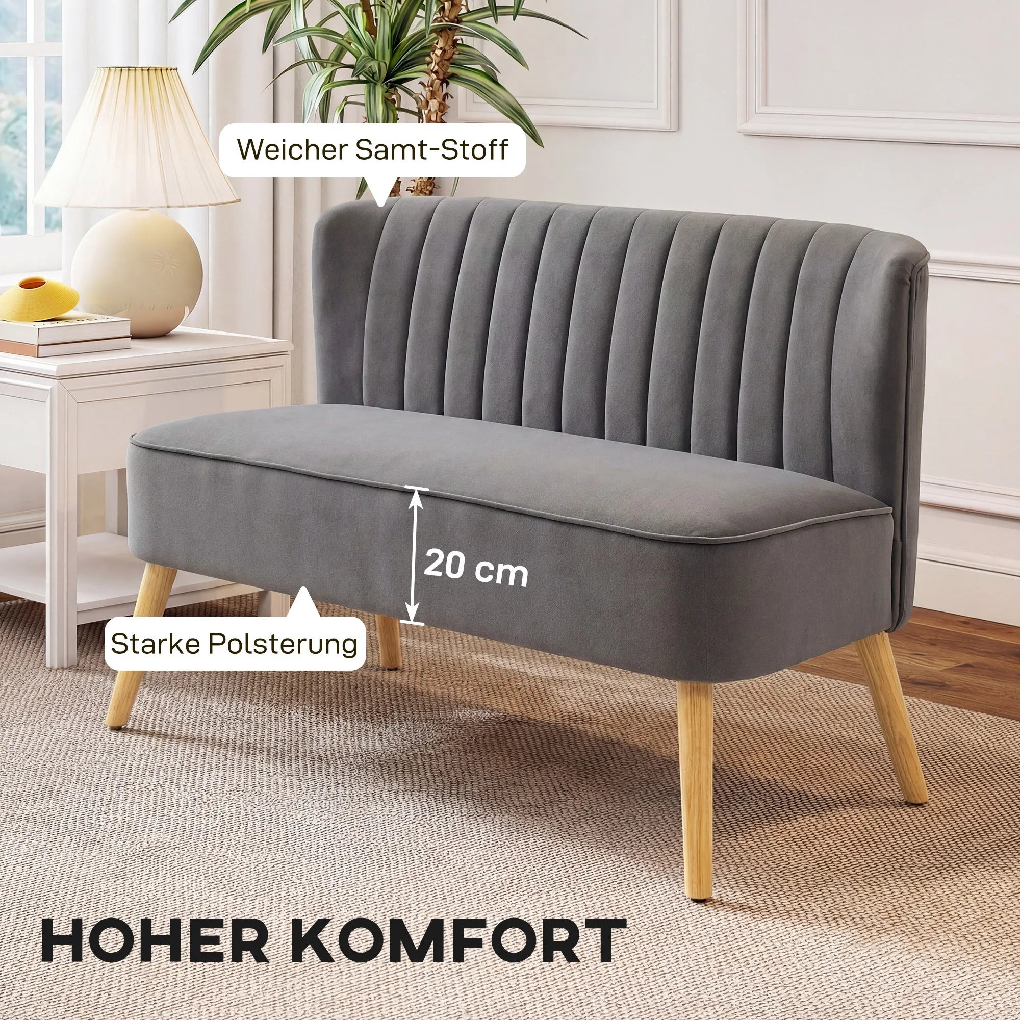 Dvivietė sofa, 117 cm, iki 220 kg, tamsiai pilka