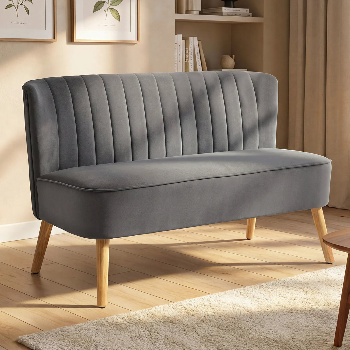 Dvivietė sofa, 117 cm, iki 220 kg, tamsiai pilka