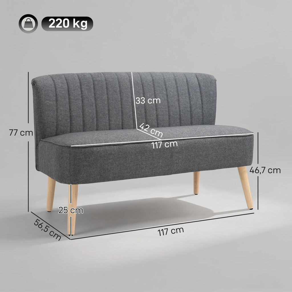Dvivietė sofa, 117 cm, pilka
