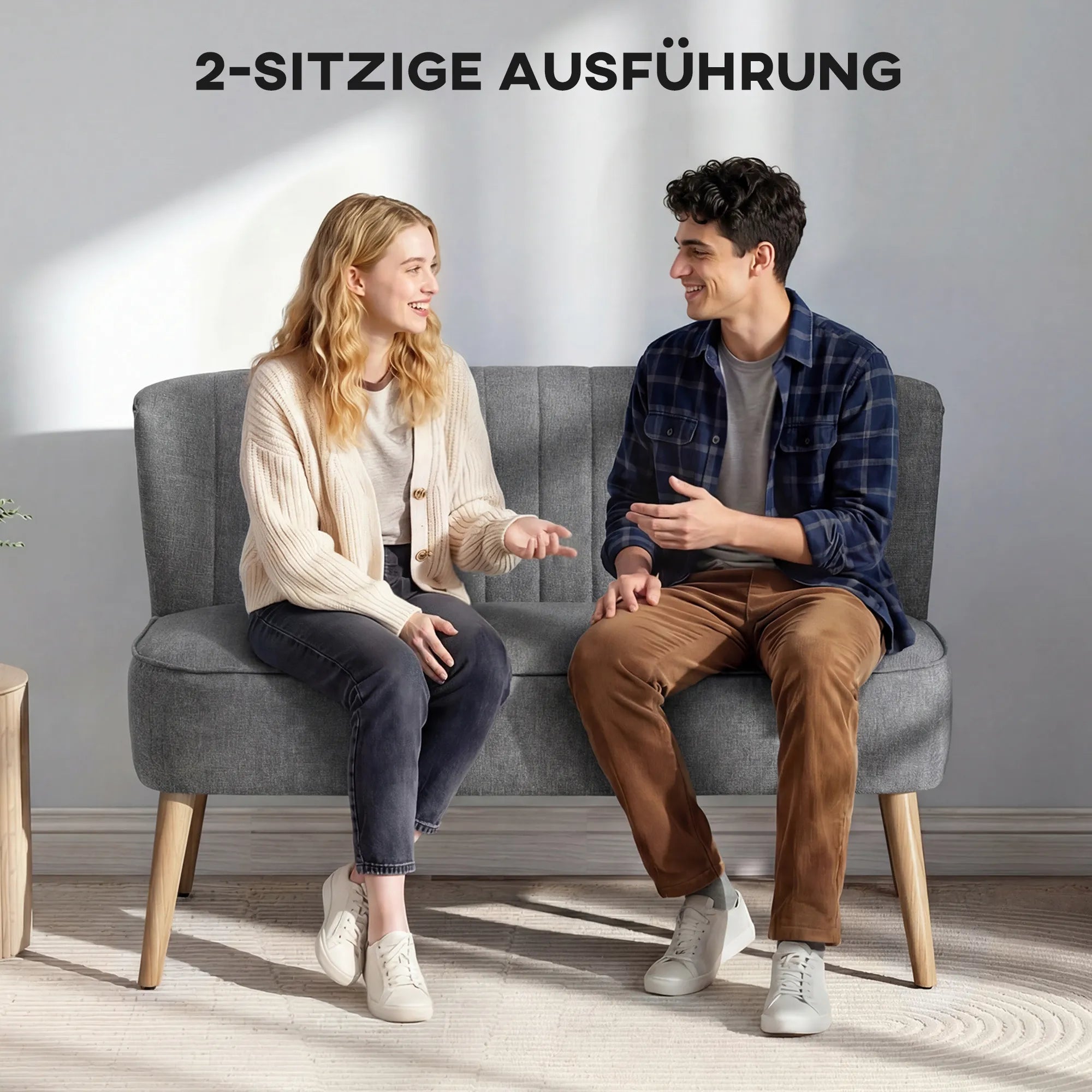 Dvivietė sofa, 117 cm, pilka