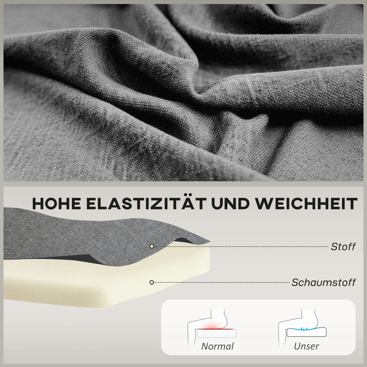 Dvivietė sofa, 117 cm, pilka