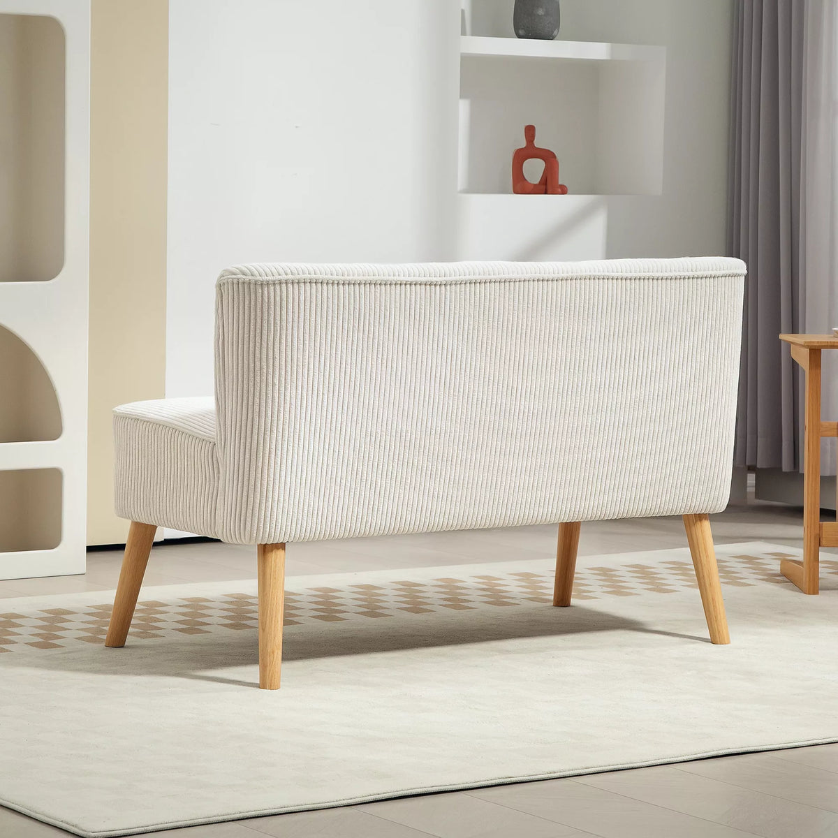 Dvivietė sofa, 117 cm pločio, kreminė balta