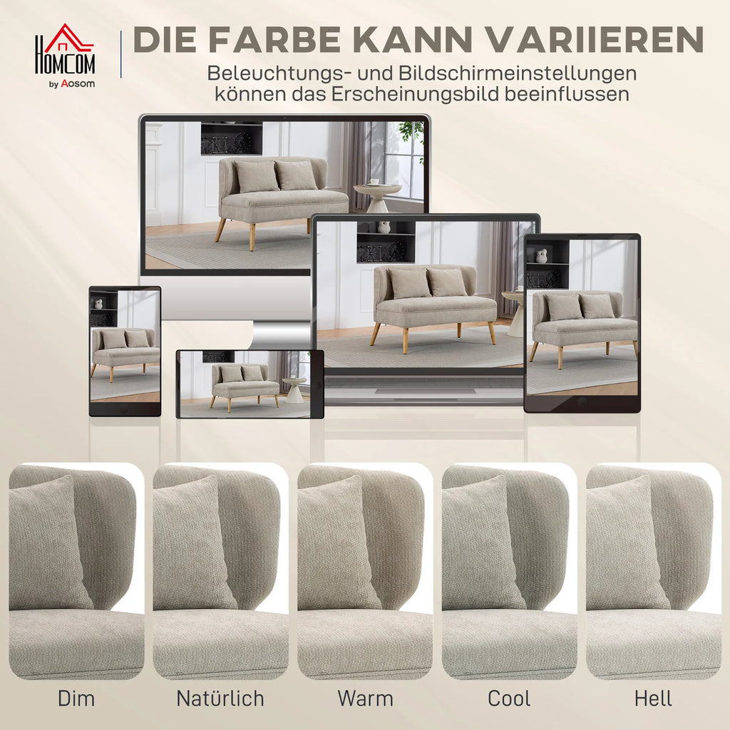 Dvivietė sofa, 117 cm, smėlio spalvos