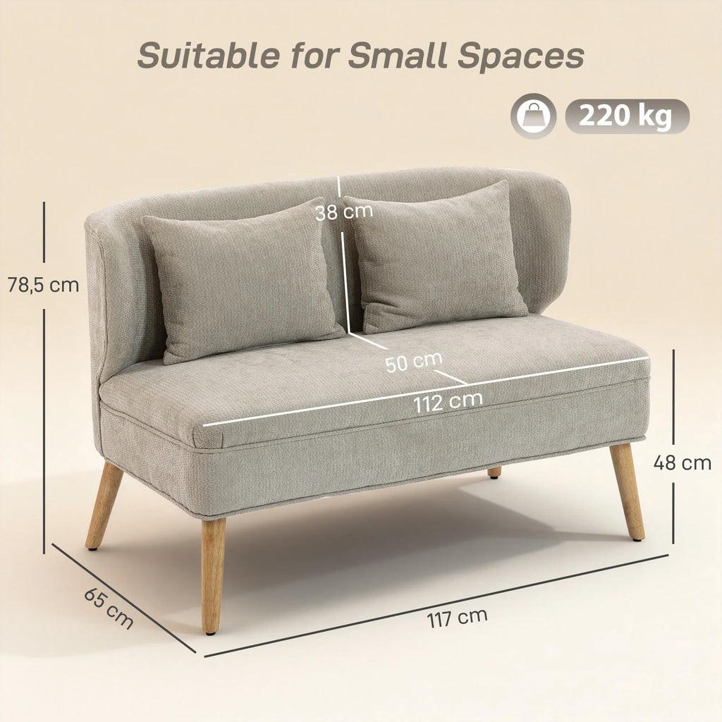 Dvivietė sofa, 117 cm, smėlio spalvos