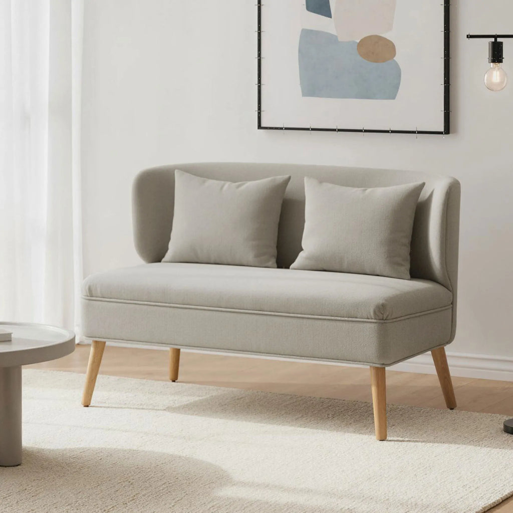 Dvivietė sofa, 117 cm, smėlio spalvos