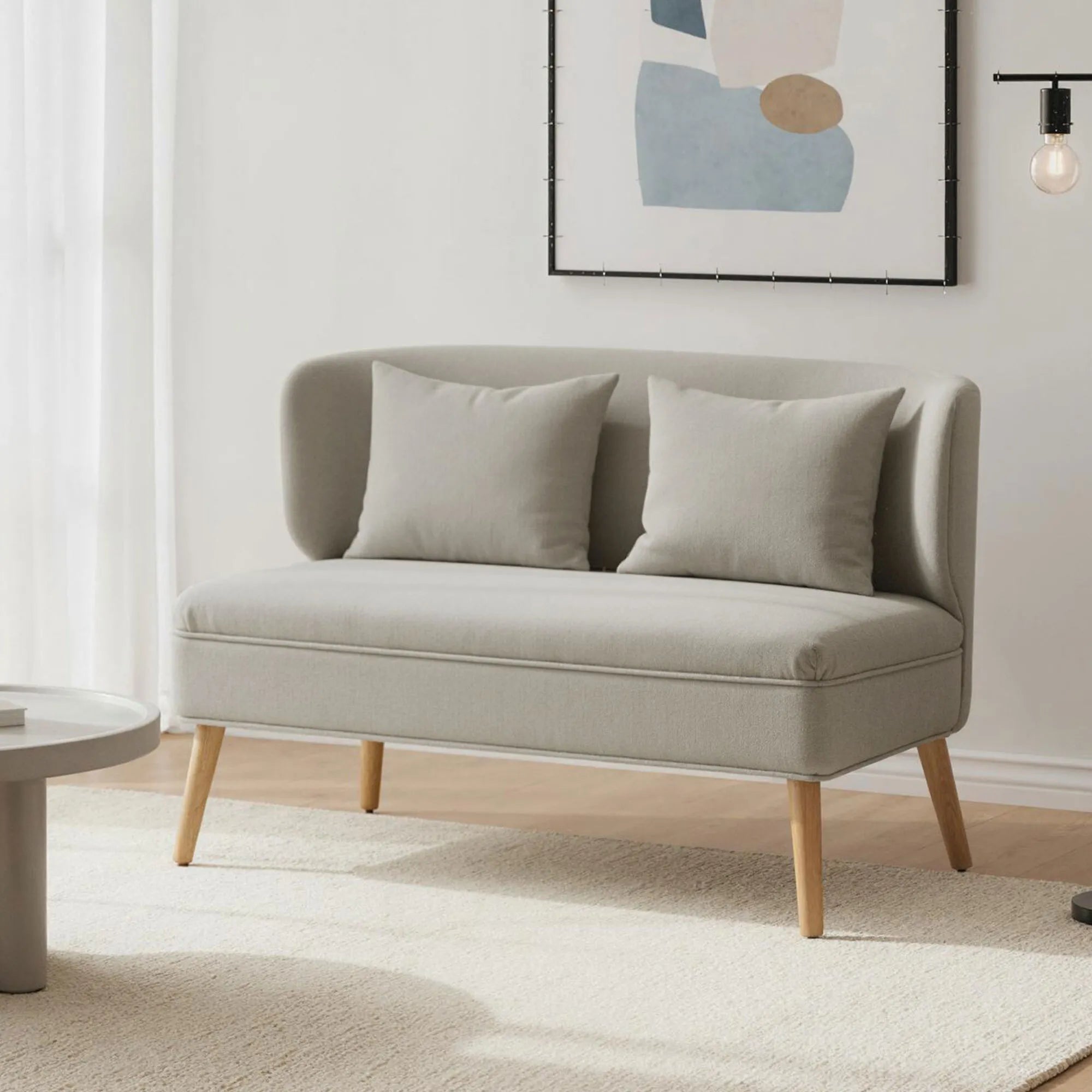 Dvivietė sofa, 117 cm, smėlio spalvos