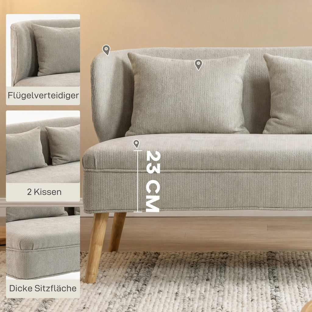 Dvivietė sofa, 117 cm, smėlio spalvos