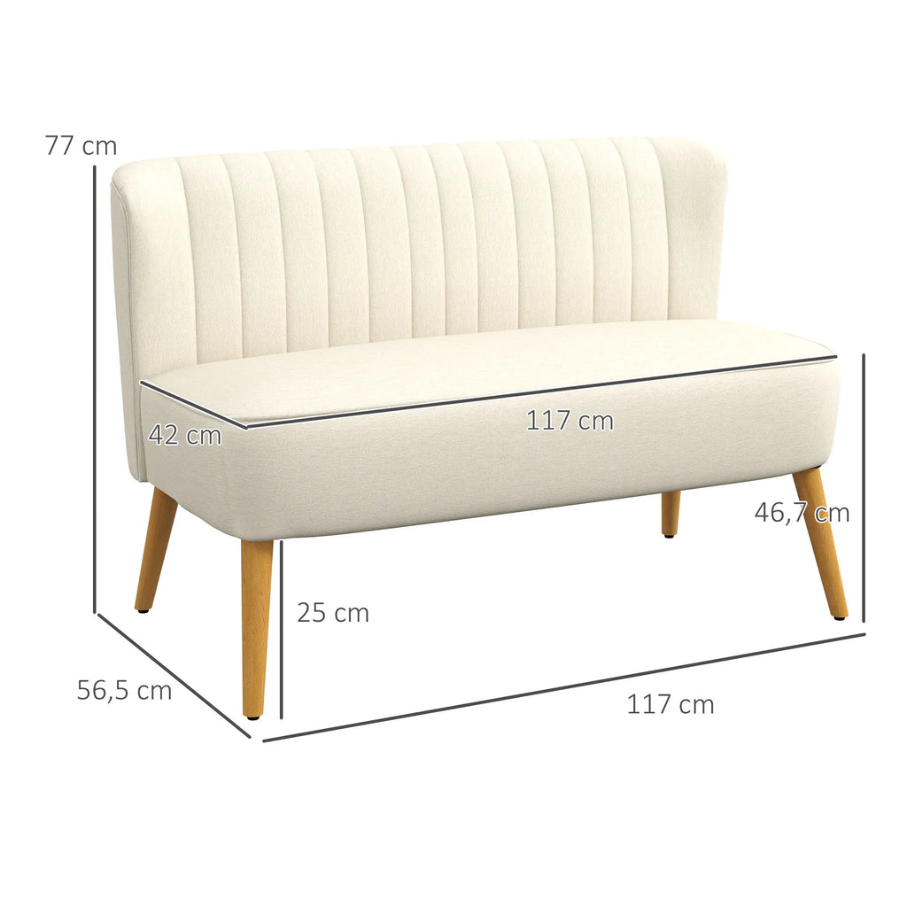 Dvivietė sofa, 117 x 56,5 x 77 cm, kreminė balta