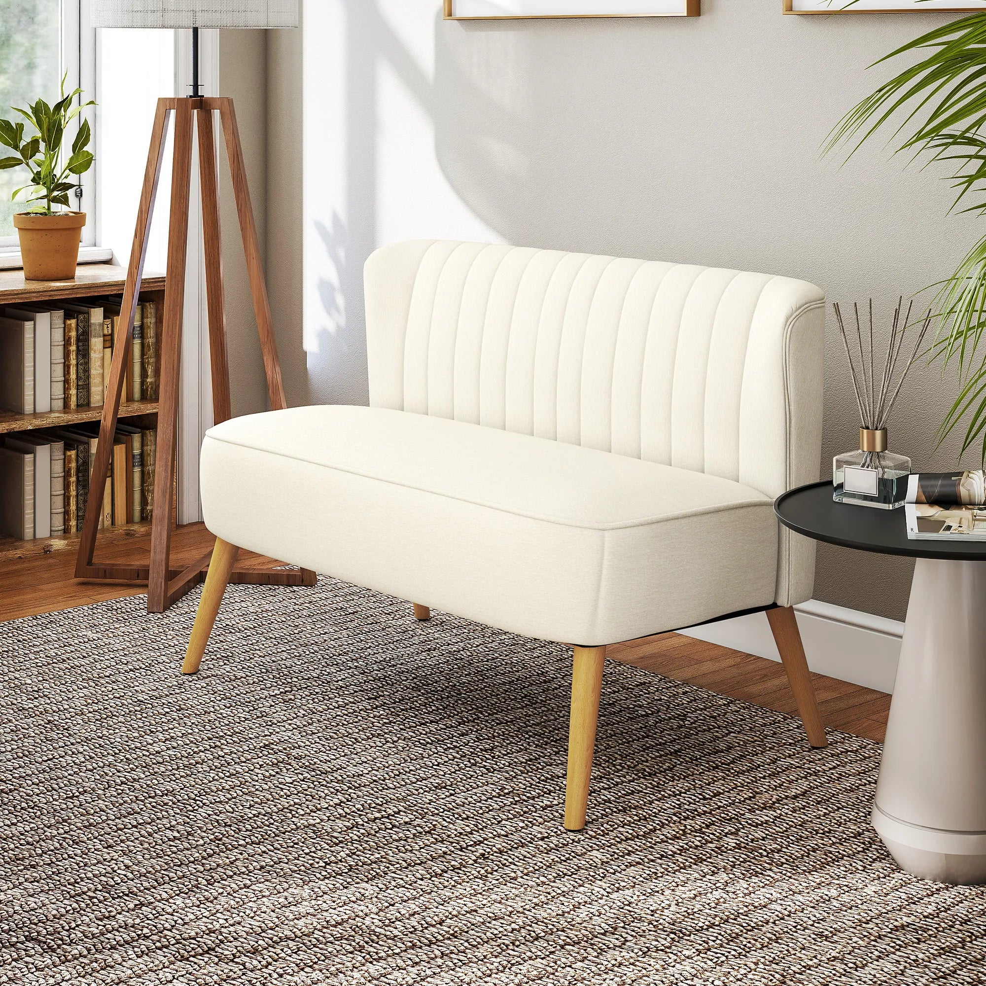 Dvivietė sofa, 117 x 56,5 x 77 cm, kreminė balta