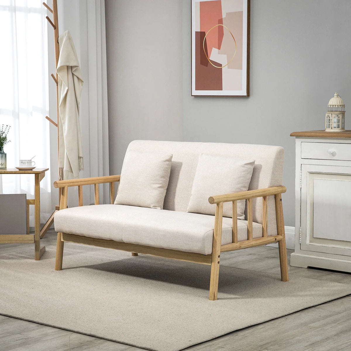 Dvivietė sofa, 123 cm, smėlio spalvos