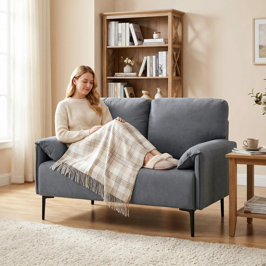 Dvivietė sofa, 127 cm, juoda