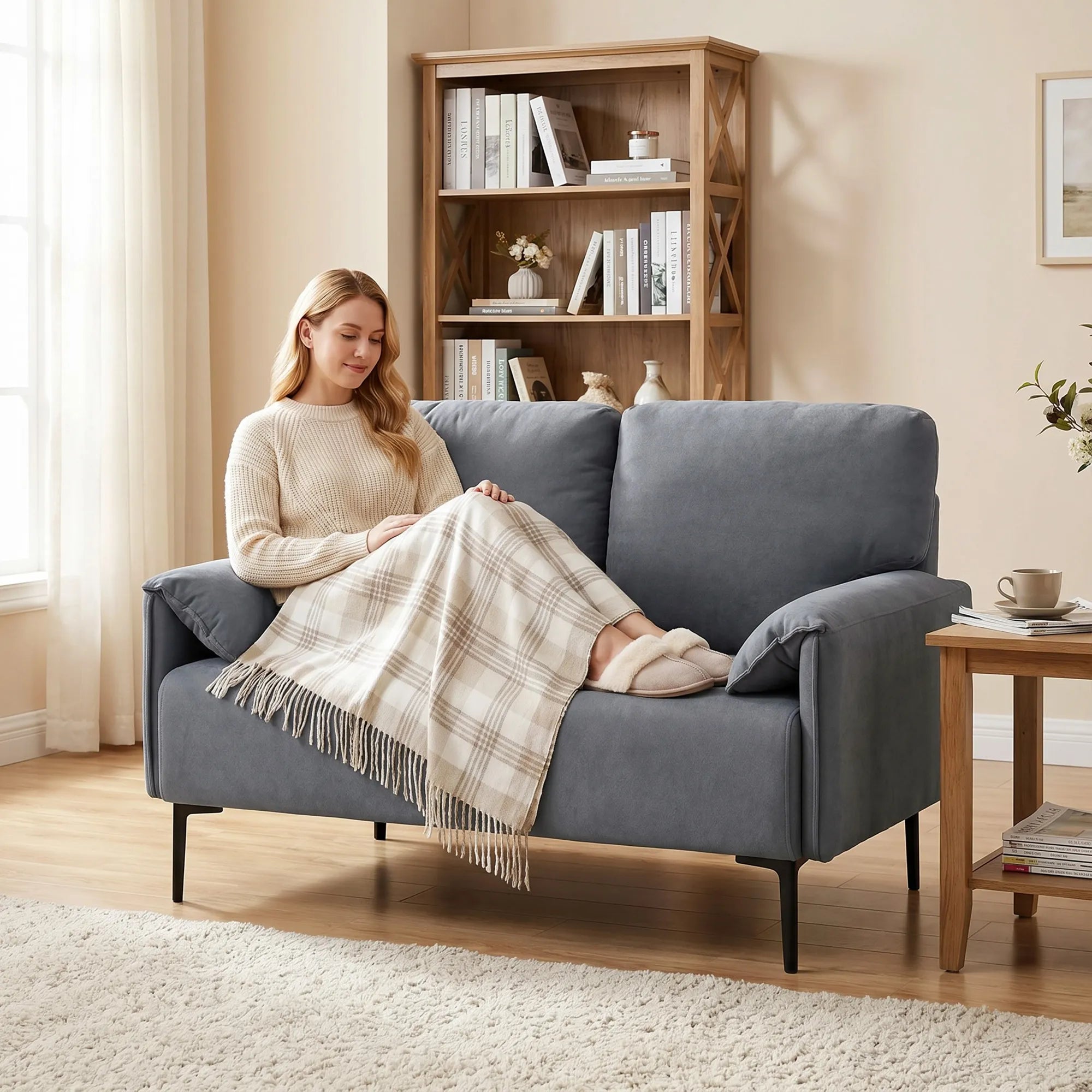 Dvivietė sofa, 127 cm, juoda