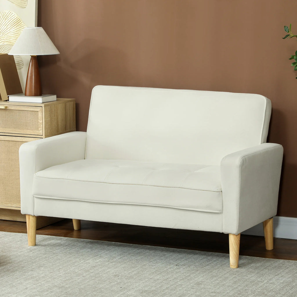 Dvivietė sofa, 130 cm pločio, kreminė balta