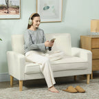 Dvivietė sofa, 130 cm pločio, kreminė balta