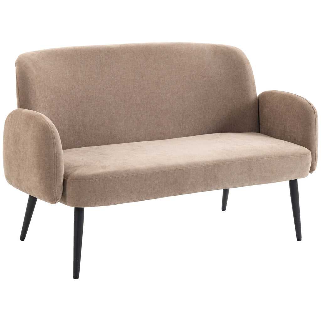 Dvivietė sofa, 132 cm, plati sėdimoji dalis, ruda