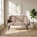 Dvivietė sofa, 132 cm, plati sėdimoji dalis, ruda
