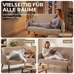 Dvivietė sofa, 132 cm, plati sėdimoji dalis, ruda