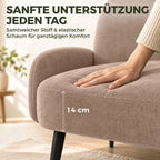 Dvivietė sofa, 132 cm, plati sėdimoji dalis, ruda