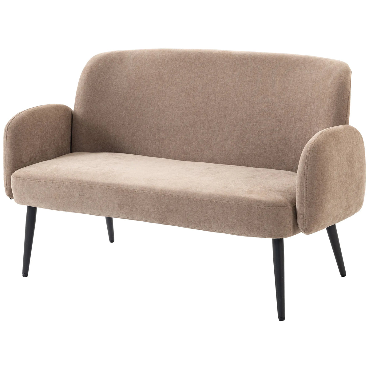 Dvivietė sofa, 132 cm, plati sėdimoji dalis, ruda
