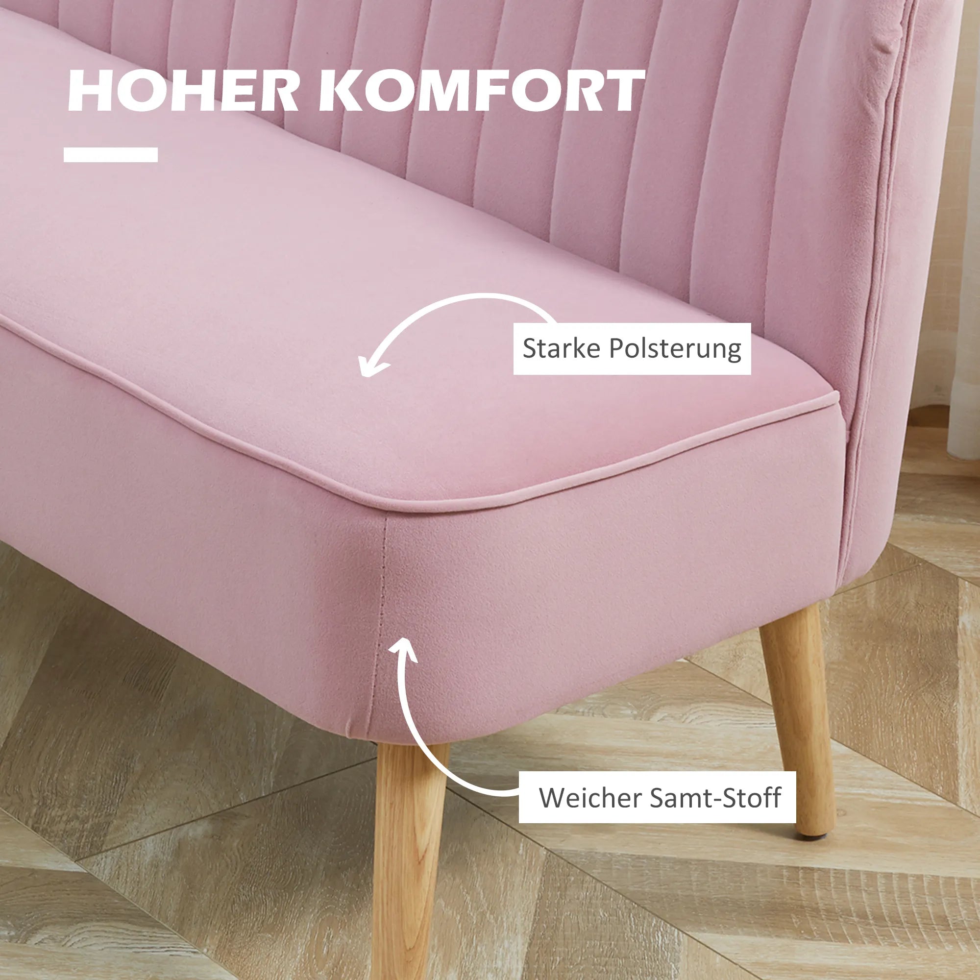 Dvivietė sofa, 140 cm, rožinė
