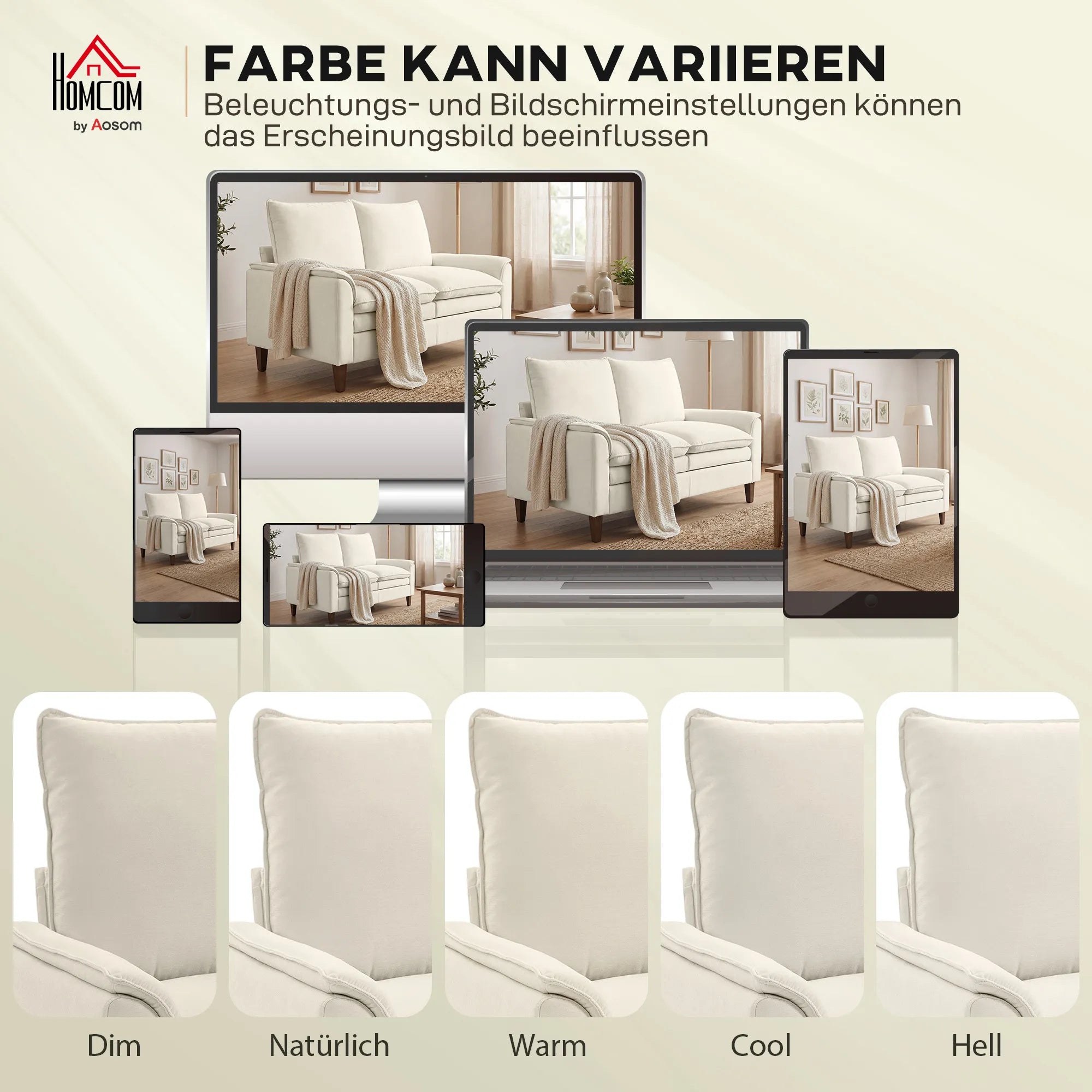 Dvivietė sofa 146 cm, šenilinė, su dvigubu paminkštinimu, iki 250 kg, kreminė