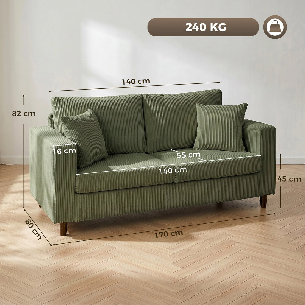 Dvivietė sofa, 170x80x82 cm, žalia