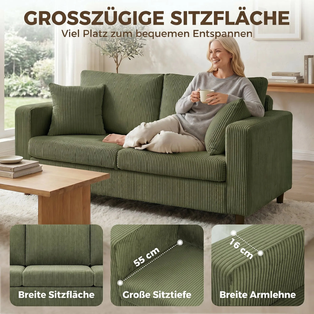 Dvivietė sofa, 170x80x82 cm, žalia