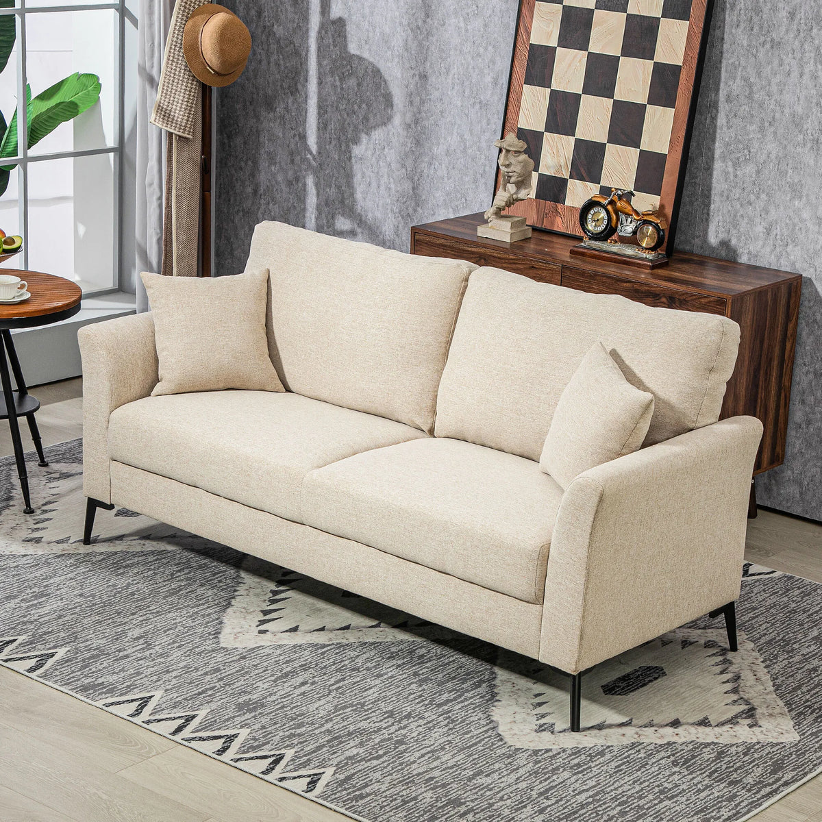 Dvivietė sofa, 179 × 80 × 89 cm, smėlio spalvos