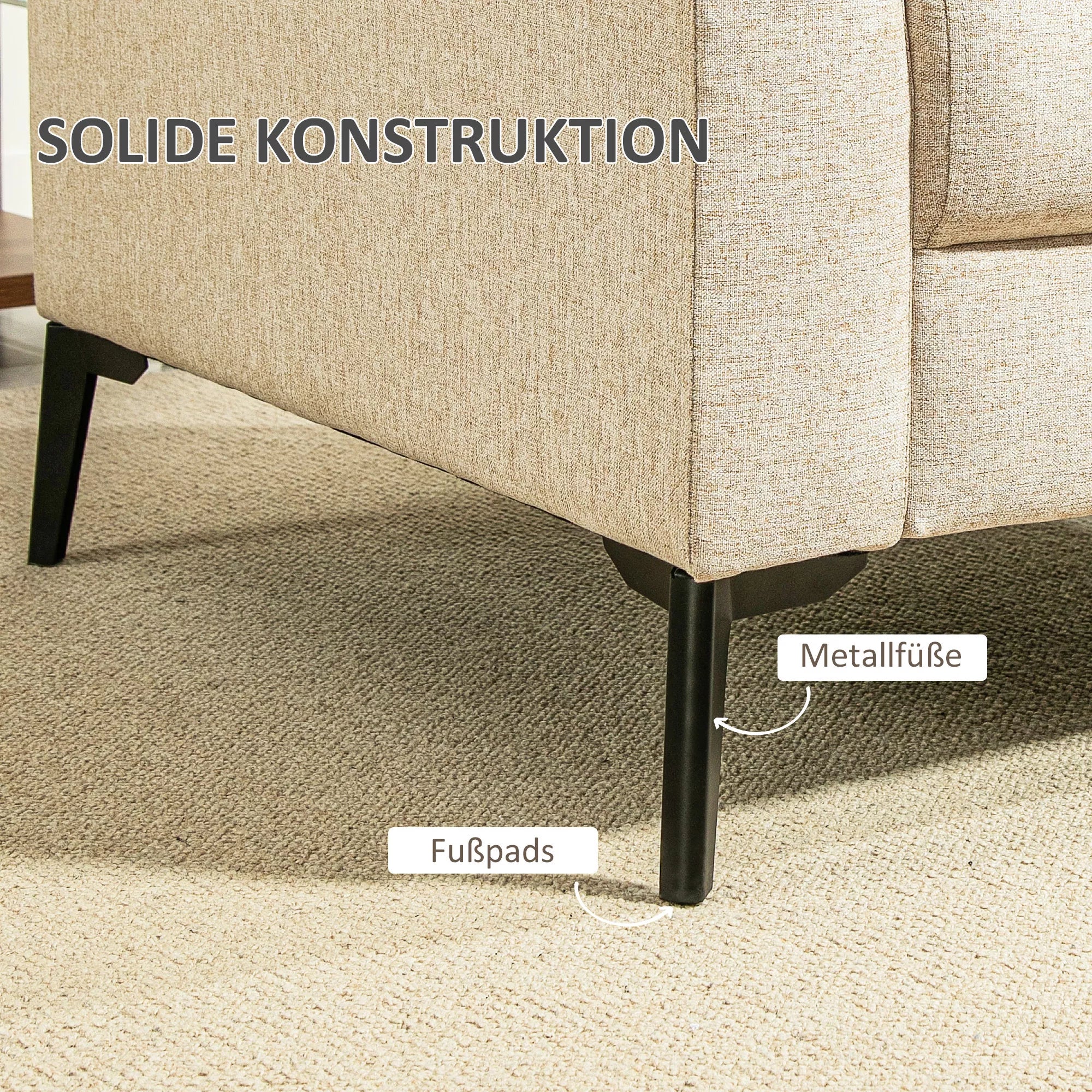 Dvivietė sofa, 179 x 80 x 89 cm, smėlio spalvos