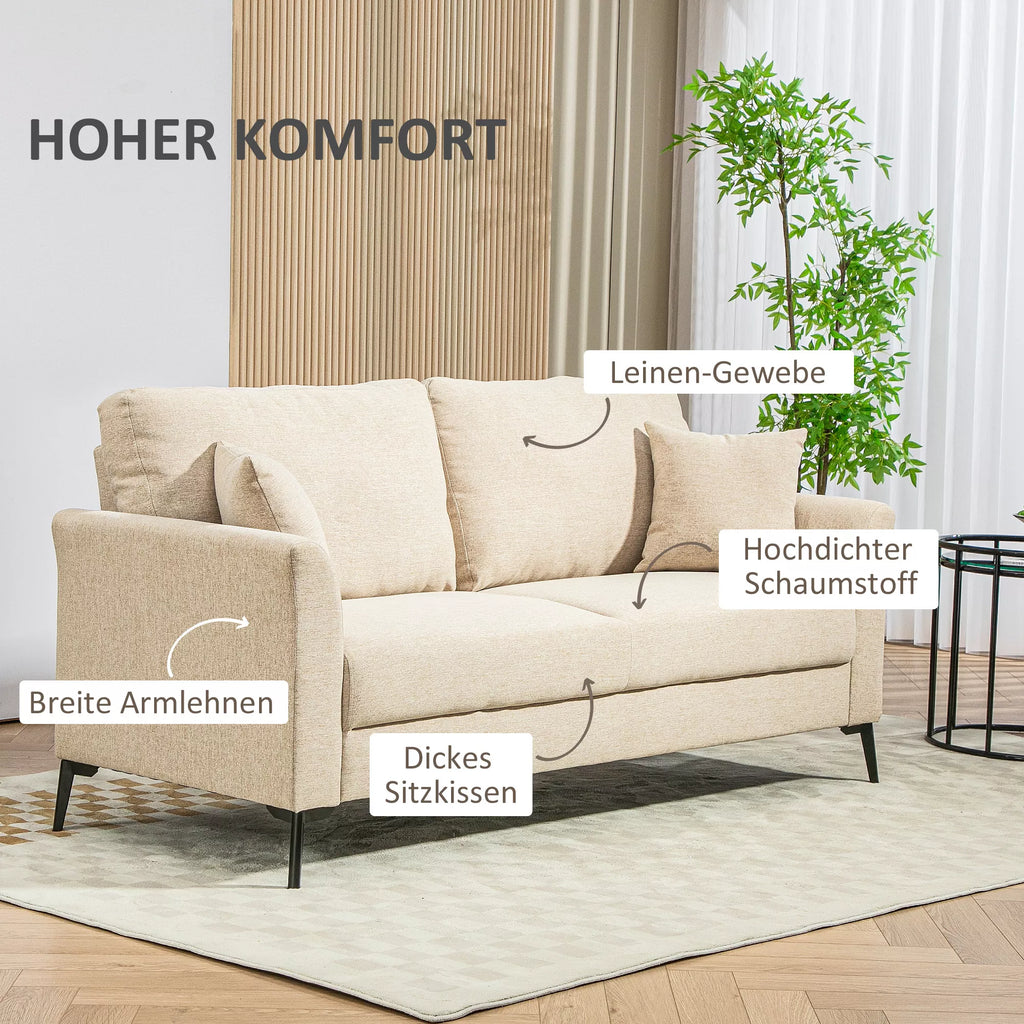Dvivietė sofa, 179 x 80 x 89 cm, smėlio spalvos