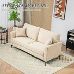 Modernaus stiliaus sofa svetainėje šalia juodos spintelės