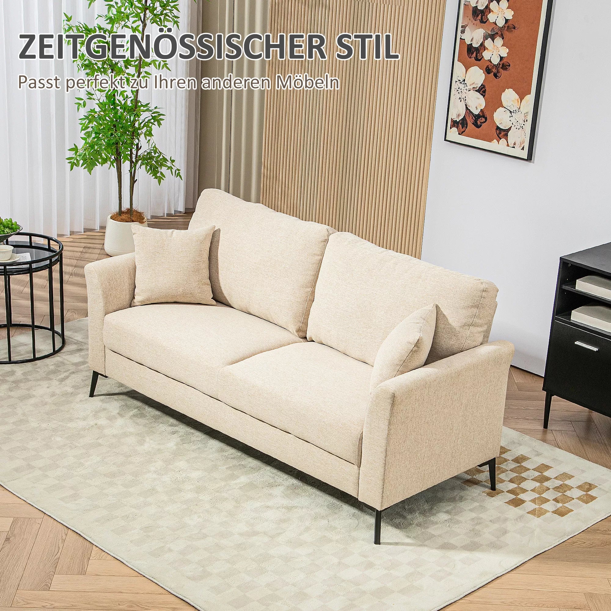 Dvivietė sofa, 179 x 80 x 89 cm, smėlio spalvos