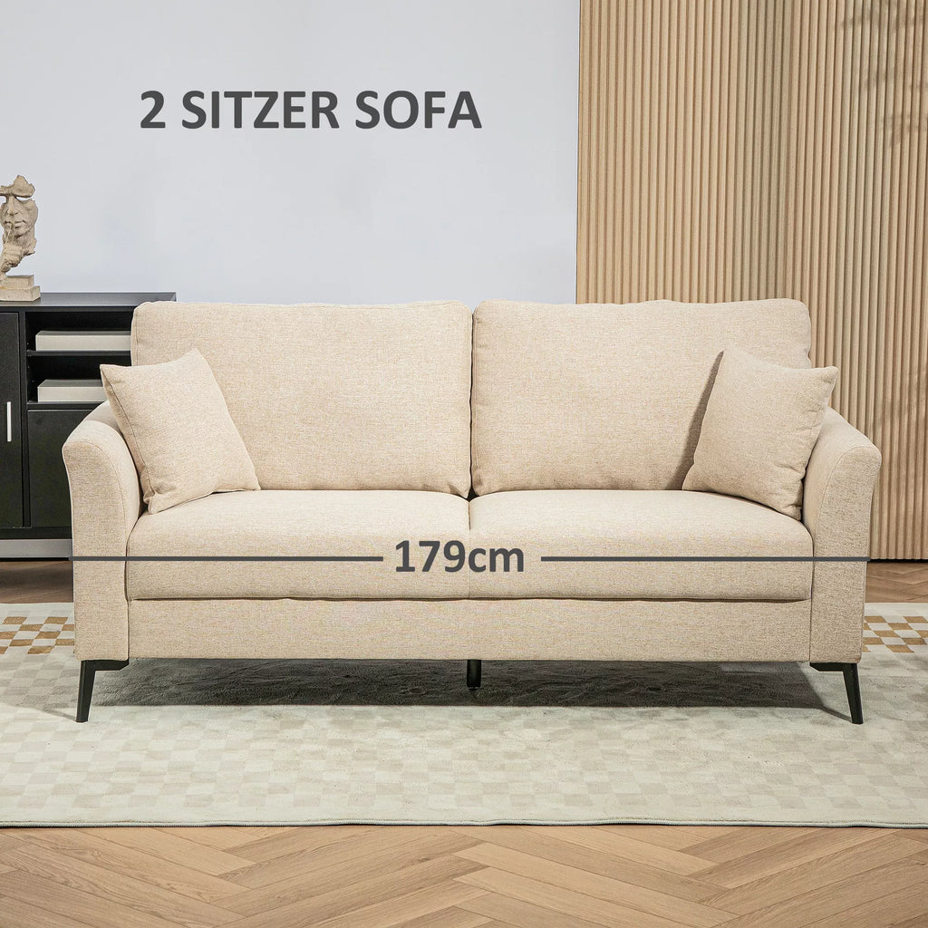 Dvivietė sofa, 179 x 80 x 89 cm, smėlio spalvos