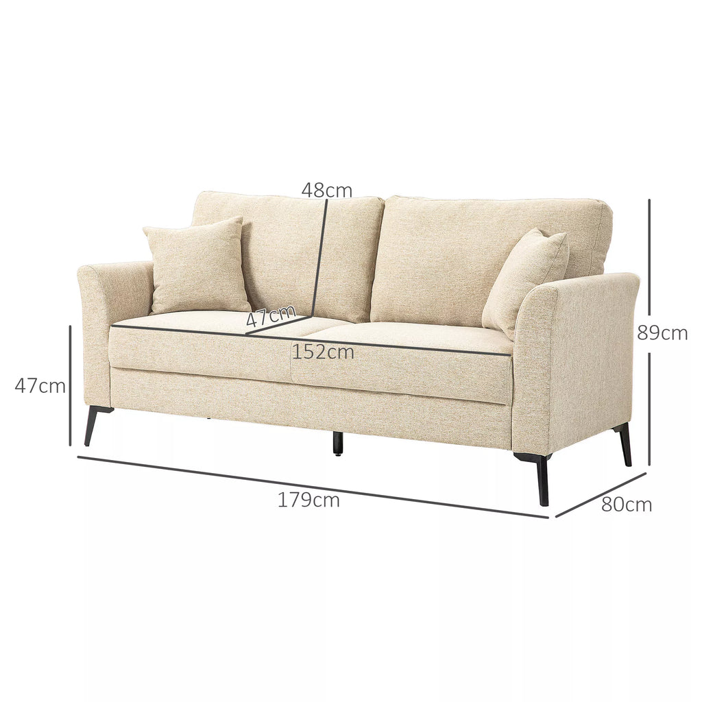 Dvivietė sofa, 179 x 80 x 89 cm, smėlio spalvos