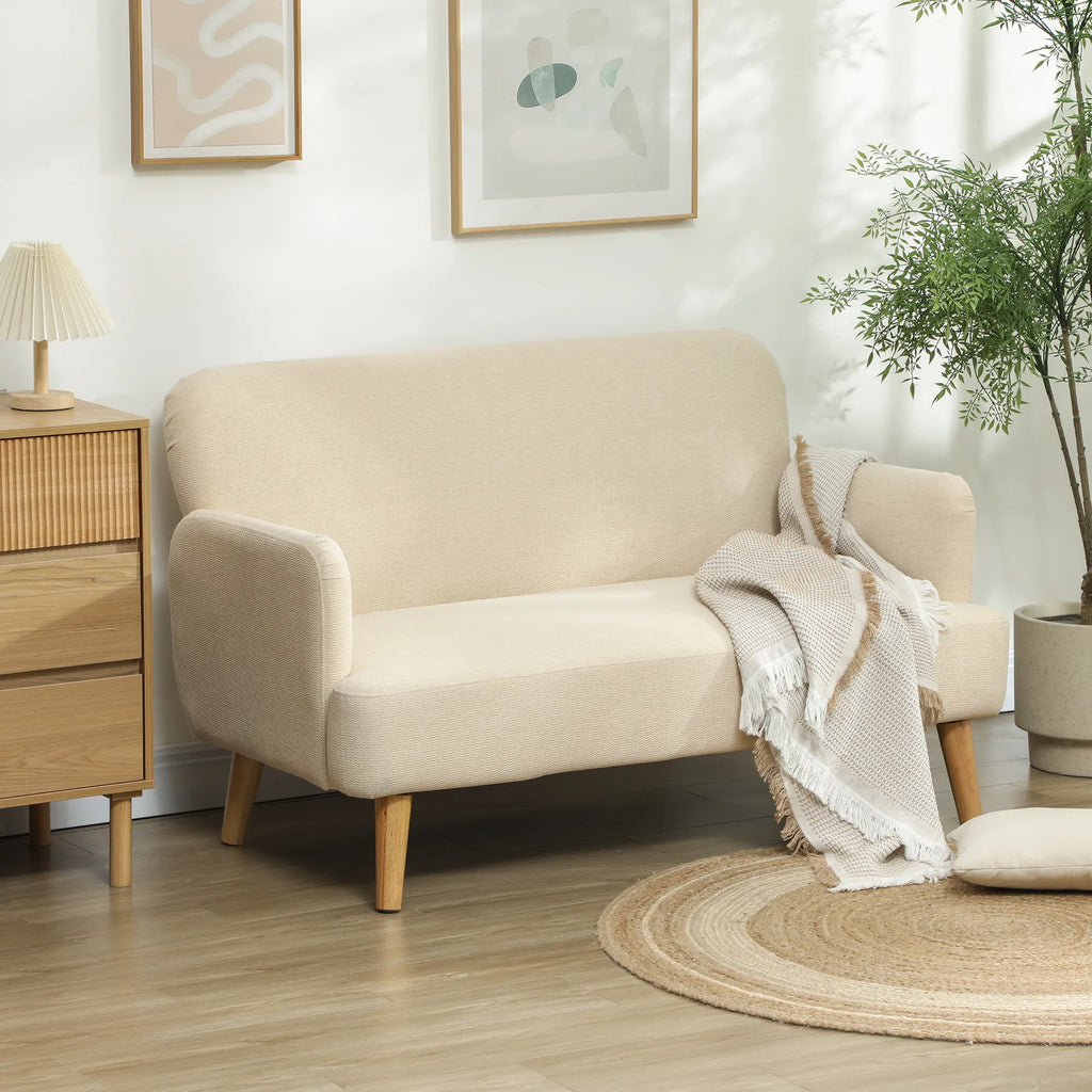 Dvivietė sofa, aksominė, 130 × 74 × 79 cm, kreminė balta