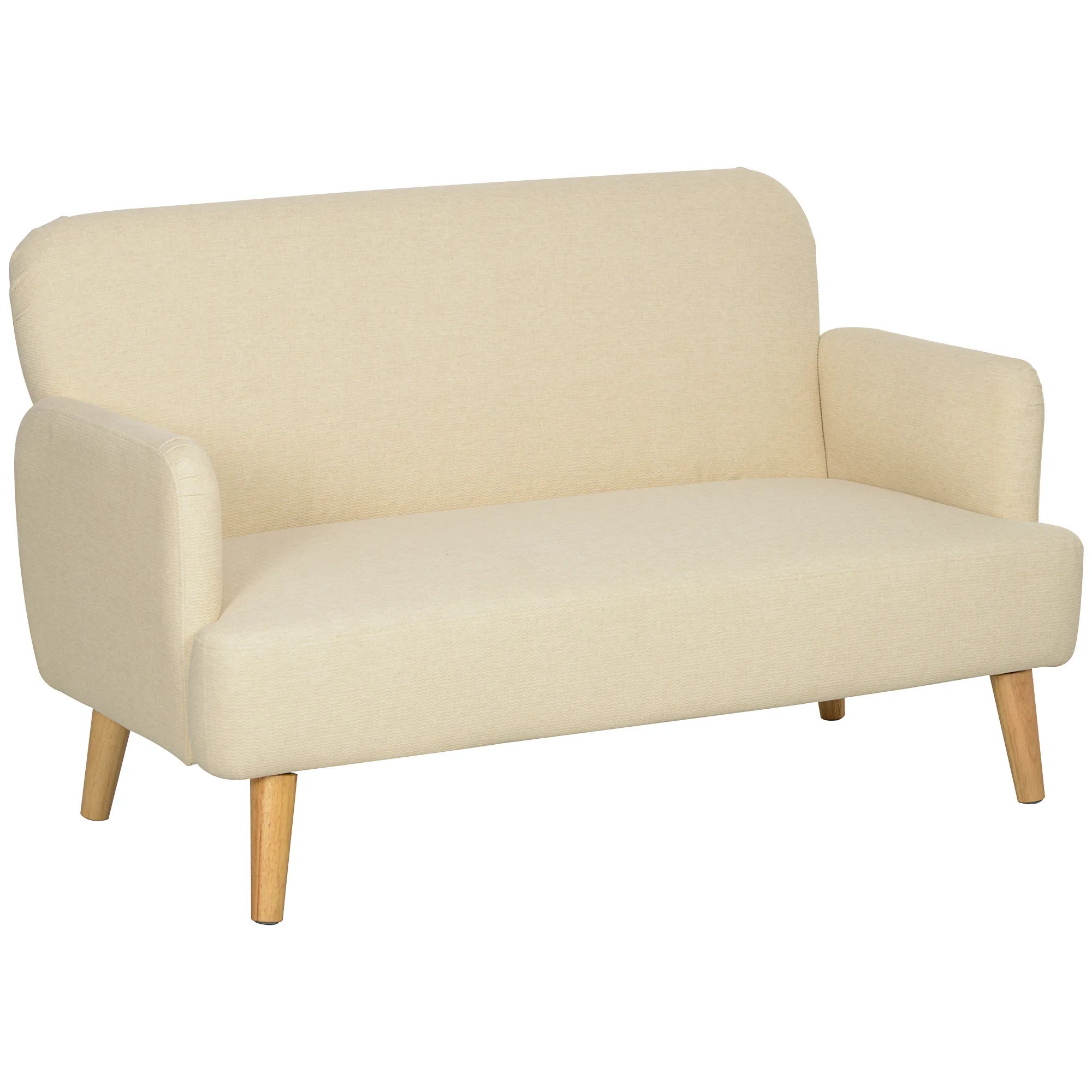 Dvivietė sofa, aksominė, 130x74x79 cm, kreminė balta