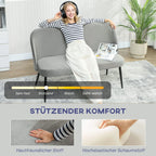 Dvivietė sofa, aksominio paviršiaus minkštas baldas, pilka