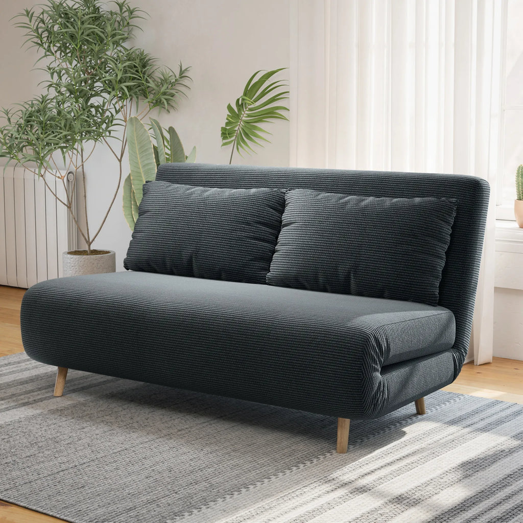 Dvivietė sofa-lova, reguliuojama, 141 × 90 × 81 cm, tamsiai pilka