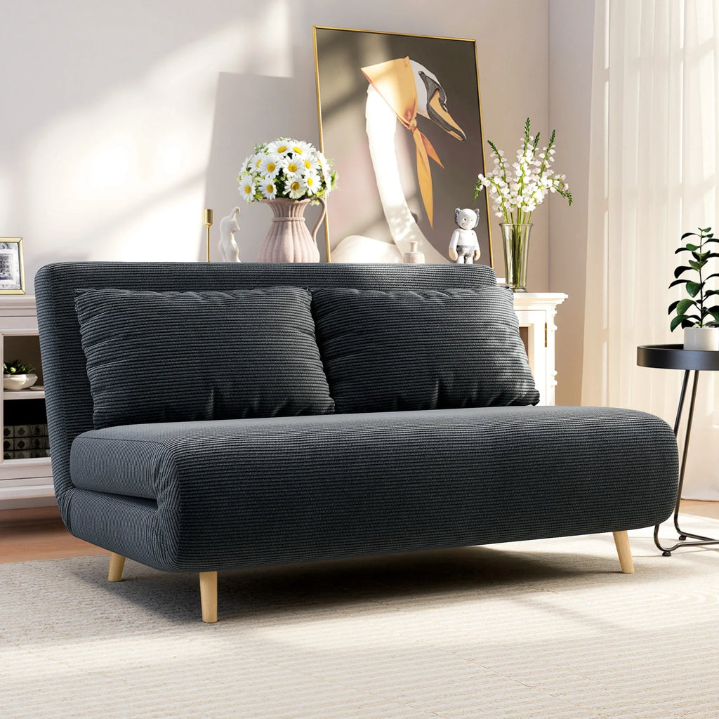 Dvivietė sofa-lova, reguliuojama, 141 x 90 x 81 cm, tamsiai pilka
