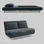 Dvivietė sofa-lova, reguliuojama, 141 x 90 x 81 cm, tamsiai pilka
